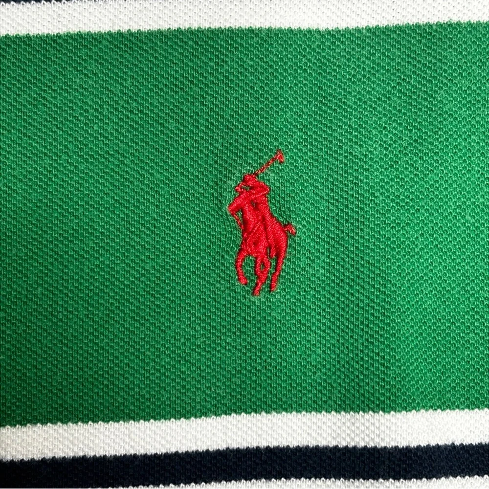 Vintage Polo Ralph Lauren Green White Striped Shirt